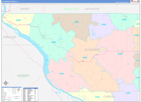Jo Daviess County, IL Zip Code Map